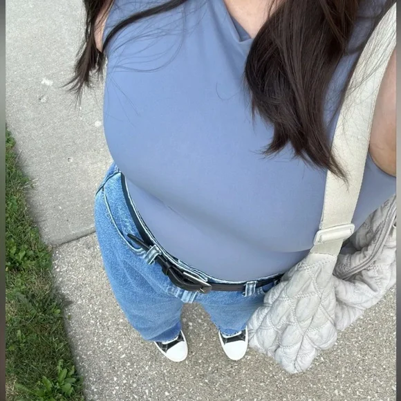 Abercrombie Soft Matte Seamless Slash Top in muted blue - Picture 3 of 4